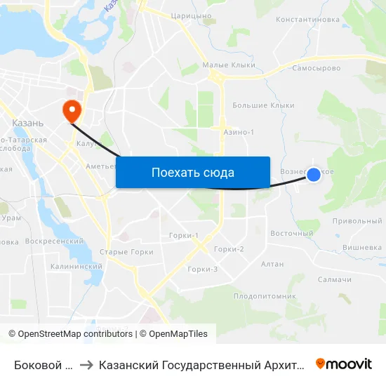 Боковой Переулок-1 to Казанский Государственный Архитектурно-Строительный Университет map