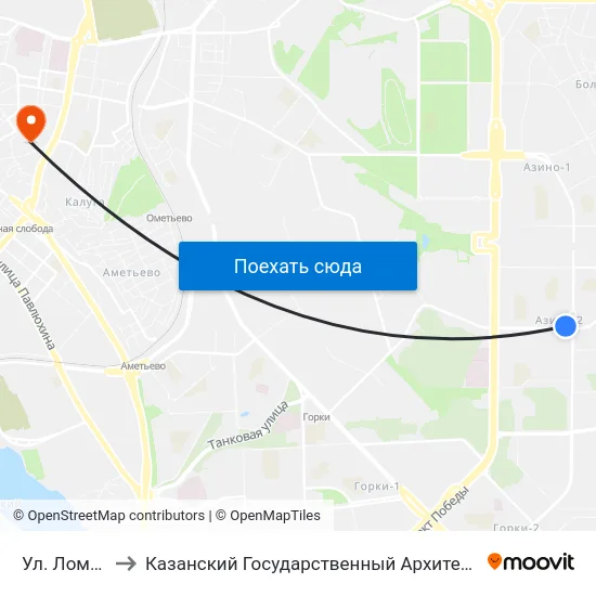 Ул. Ломжинская-5 to Казанский Государственный Архитектурно-Строительный Университет map