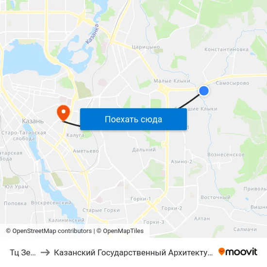 Тц Зельгрос to Казанский Государственный Архитектурно-Строительный Университет map