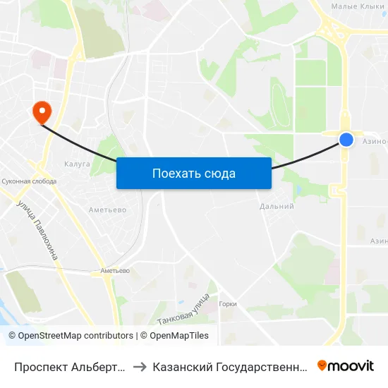 Проспект Альберта Камалеева (Проспект Победы) to Казанский Государственный Архитектурно-Строительный Университет map