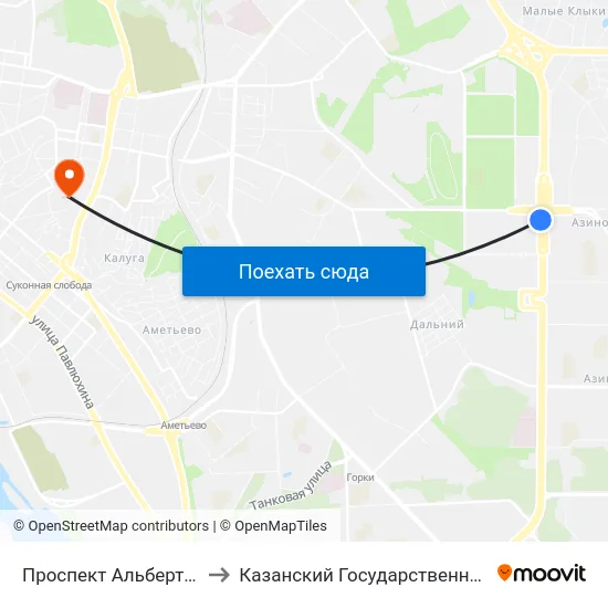 Проспект Альберта Камалеева (Проспект Победы) to Казанский Государственный Архитектурно-Строительный Университет map