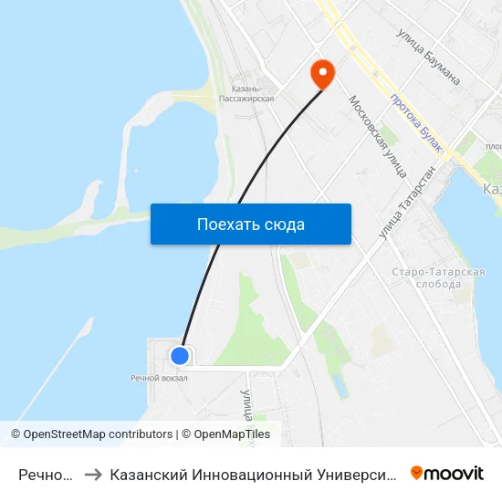 Речной Порт-1 to Казанский Инновационный Университет Имени В.Г Тимирясова (Иэуп) map
