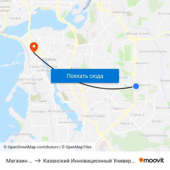 Магазин Эдельвейс to Казанский Инновационный Университет Имени В.Г Тимирясова (Иэуп) map