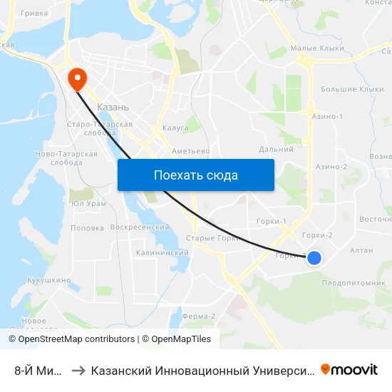 8-Й Микрорайон to Казанский Инновационный Университет Имени В.Г Тимирясова (Иэуп) map