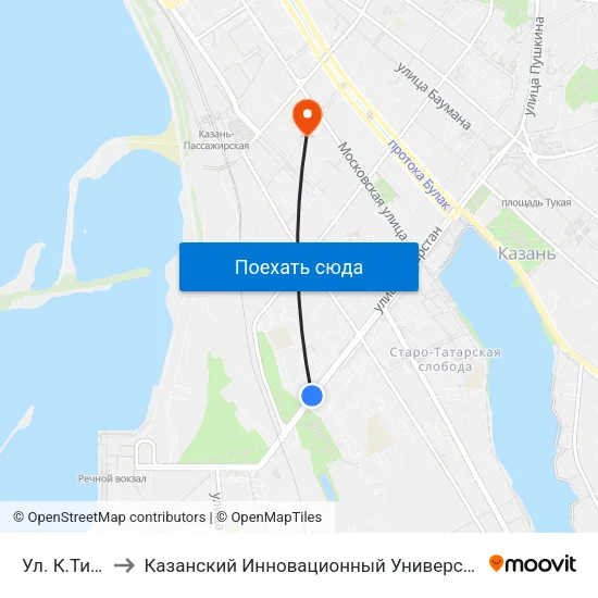 Ул. К.Тинчурина-3 to Казанский Инновационный Университет Имени В.Г Тимирясова (Иэуп) map