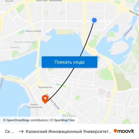 Ск Олимп to Казанский Инновационный Университет Имени В.Г Тимирясова (Иэуп) map