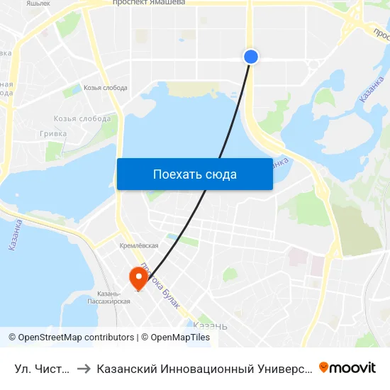 Ул. Чистопольская to Казанский Инновационный Университет Имени В.Г Тимирясова (Иэуп) map