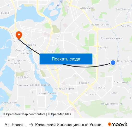 Ул. Ноксинский Спуск to Казанский Инновационный Университет Имени В.Г Тимирясова (Иэуп) map