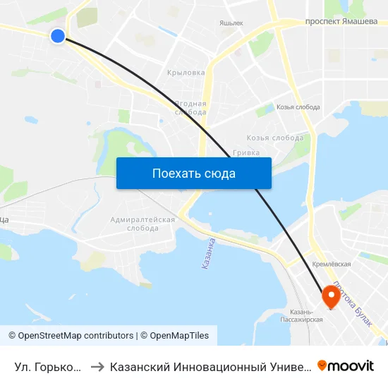 Ул. Горьковское Шоссе-3 to Казанский Инновационный Университет Имени В.Г Тимирясова (Иэуп) map