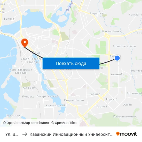Ул. Вагапова to Казанский Инновационный Университет Имени В.Г Тимирясова (Иэуп) map