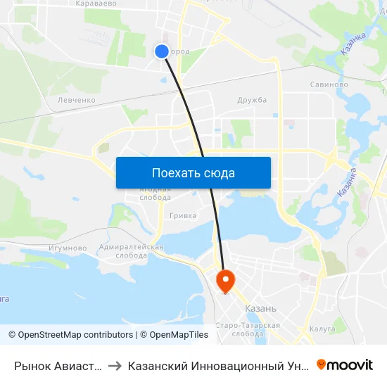 Рынок Авиастроительного Района to Казанский Инновационный Университет Имени В.Г Тимирясова (Иэуп) map
