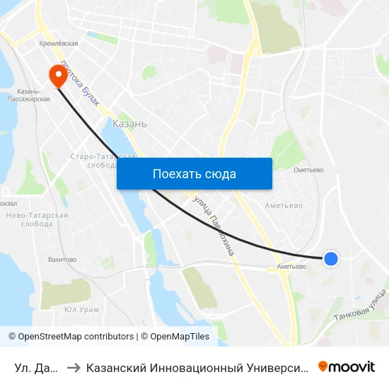 Ул. Даурская-2 to Казанский Инновационный Университет Имени В.Г Тимирясова (Иэуп) map