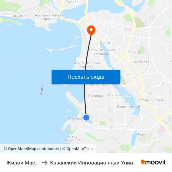 Жилой Массив Кукушкино to Казанский Инновационный Университет Имени В.Г Тимирясова (Иэуп) map