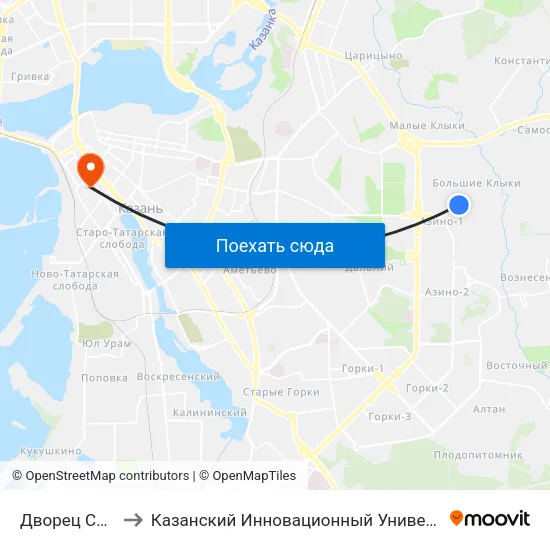 Дворец Спорта Ак Буре to Казанский Инновационный Университет Имени В.Г Тимирясова (Иэуп) map