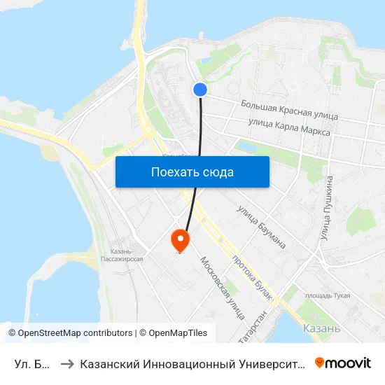 Ул. Батурина to Казанский Инновационный Университет Имени В.Г Тимирясова (Иэуп) map