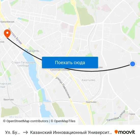 Ул. Бухарская to Казанский Инновационный Университет Имени В.Г Тимирясова (Иэуп) map