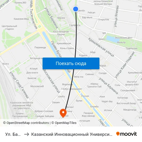 Ул. Батурина-1 to Казанский Инновационный Университет Имени В.Г Тимирясова (Иэуп) map