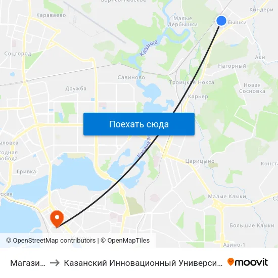 Магазин Восток to Казанский Инновационный Университет Имени В.Г Тимирясова (Иэуп) map