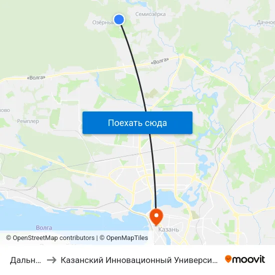 Дальние Сады to Казанский Инновационный Университет Имени В.Г Тимирясова (Иэуп) map