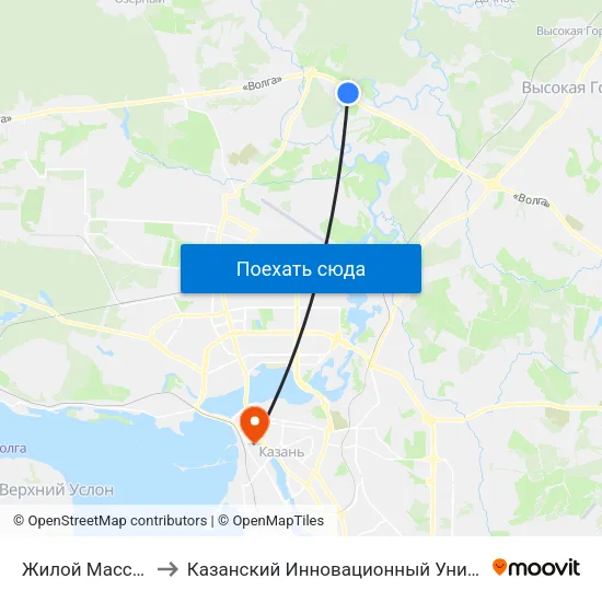 Жилой Массив Голубые Озера to Казанский Инновационный Университет Имени В.Г Тимирясова (Иэуп) map