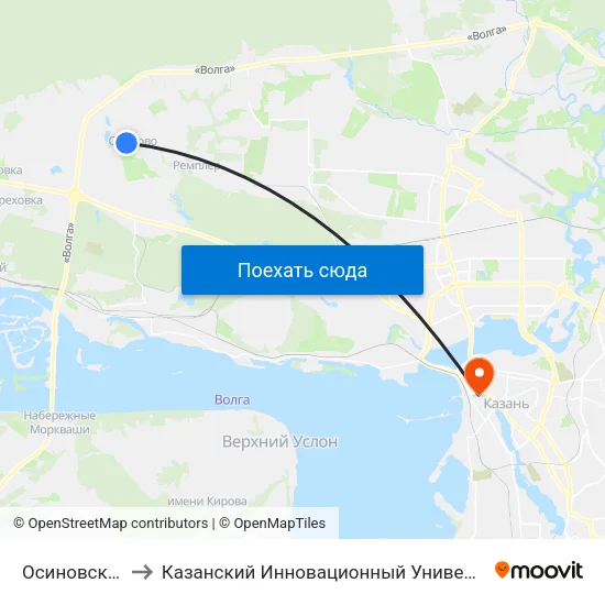 Осиновская Гимназия to Казанский Инновационный Университет Имени В.Г Тимирясова (Иэуп) map