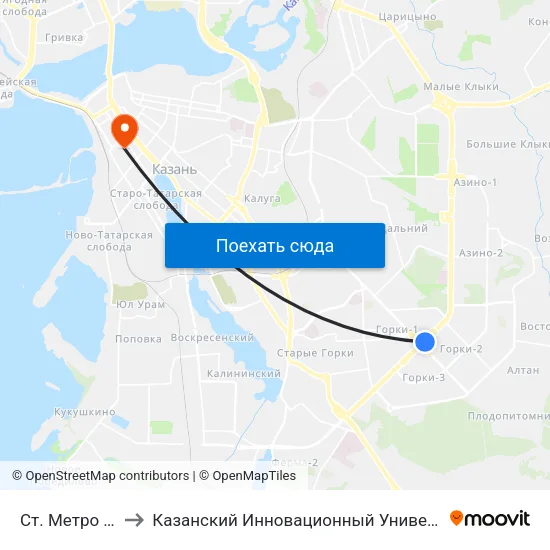 Ст. Метро Пр. Победы-1 to Казанский Инновационный Университет Имени В.Г Тимирясова (Иэуп) map