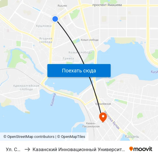 Ул. Серова-3 to Казанский Инновационный Университет Имени В.Г Тимирясова (Иэуп) map