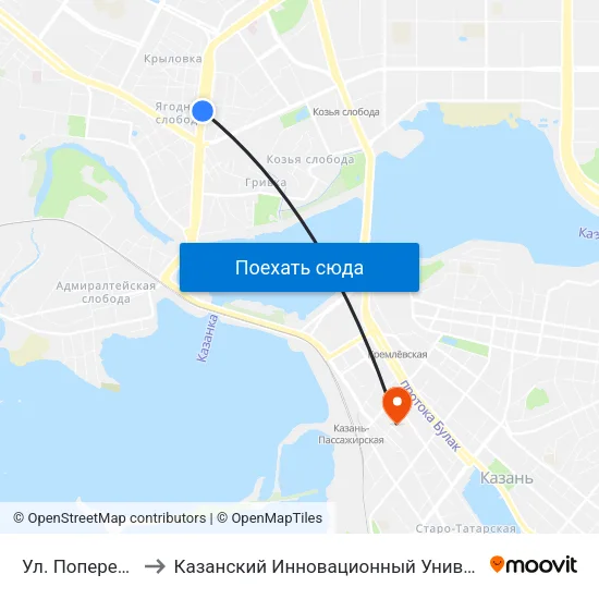 Ул. Поперечно-Базарная-3 to Казанский Инновационный Университет Имени В.Г Тимирясова (Иэуп) map