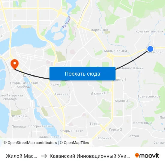 Жилой Массив Самосырово to Казанский Инновационный Университет Имени В.Г Тимирясова (Иэуп) map