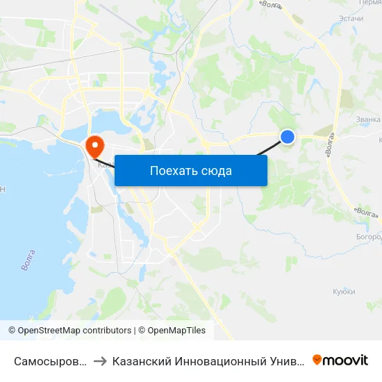 Самосыровское Кладбище to Казанский Инновационный Университет Имени В.Г Тимирясова (Иэуп) map