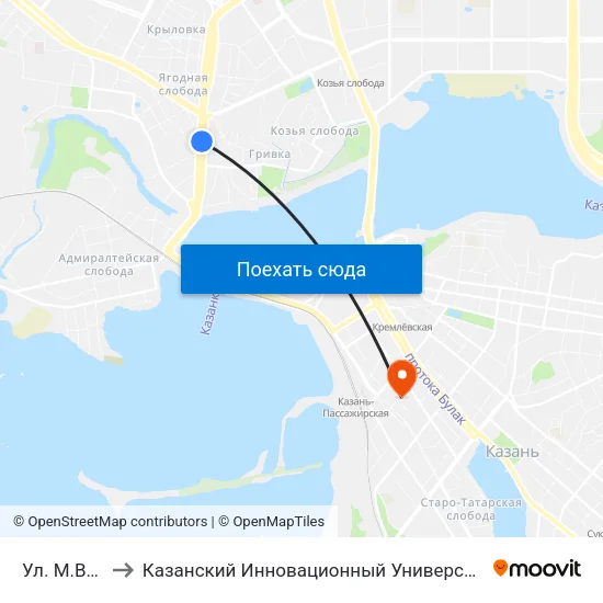 Ул. М.Вахитова-4 to Казанский Инновационный Университет Имени В.Г Тимирясова (Иэуп) map