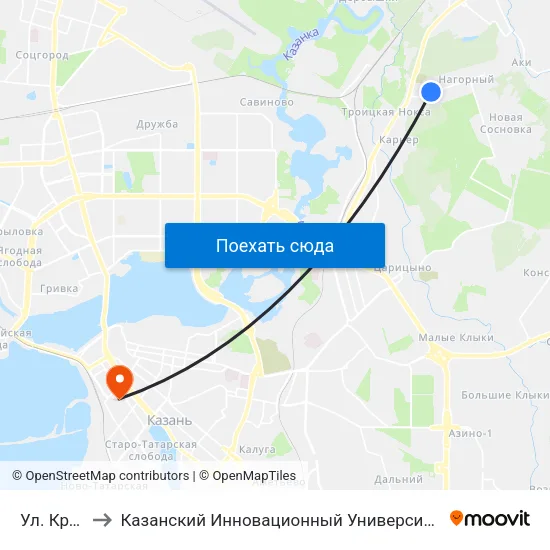 Ул. Круговая-1 to Казанский Инновационный Университет Имени В.Г Тимирясова (Иэуп) map