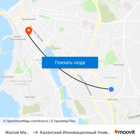 Жилой Массив Ометьево to Казанский Инновационный Университет Имени В.Г Тимирясова (Иэуп) map