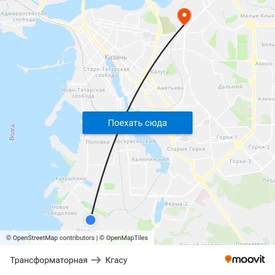 Трансформаторная to Кгасу map
