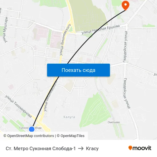Ст. Метро Суконная Слобода-1 to Кгасу map