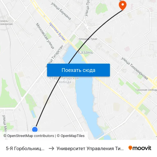 5-Я Горбольница-1 to Университет Управления Тисби map