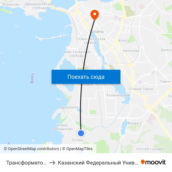 Трансформаторная to Казанский Федеральный Университет map