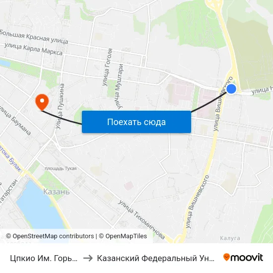 Цпкио Им. Горького-3 to Казанский Федеральный Университет map