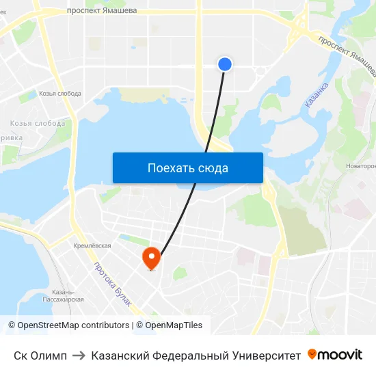 Ск Олимп to Казанский Федеральный Университет map