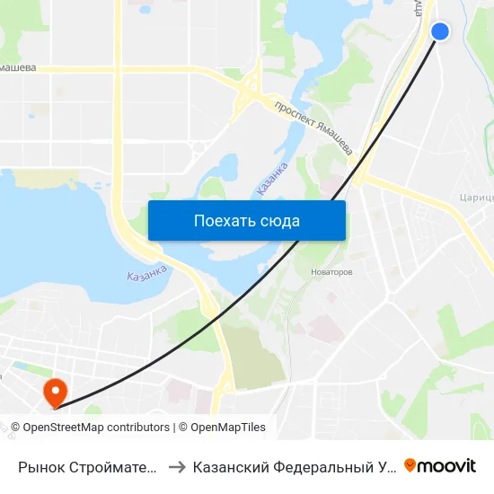 Рынок Стройматериалов-1 to Казанский Федеральный Университет map