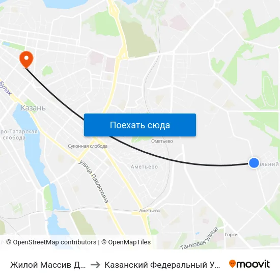 Жилой Массив Дальний to Казанский Федеральный Университет map