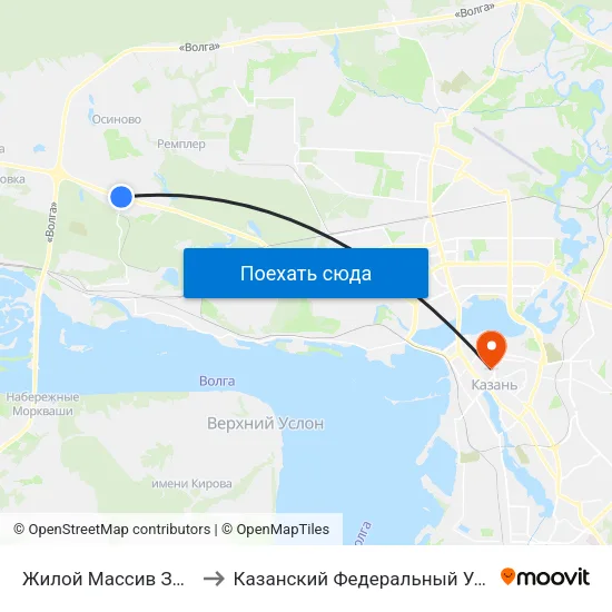 Жилой Массив Залесный to Казанский Федеральный Университет map
