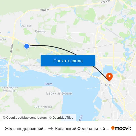 Железнодорожный Техникум to Казанский Федеральный Университет map