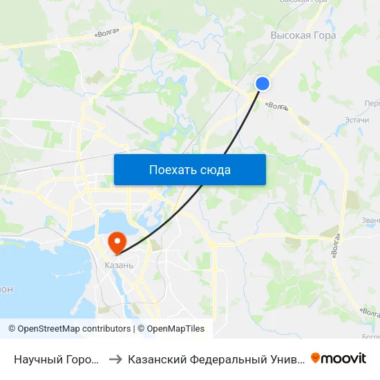 Научный Городок-1 to Казанский Федеральный Университет map