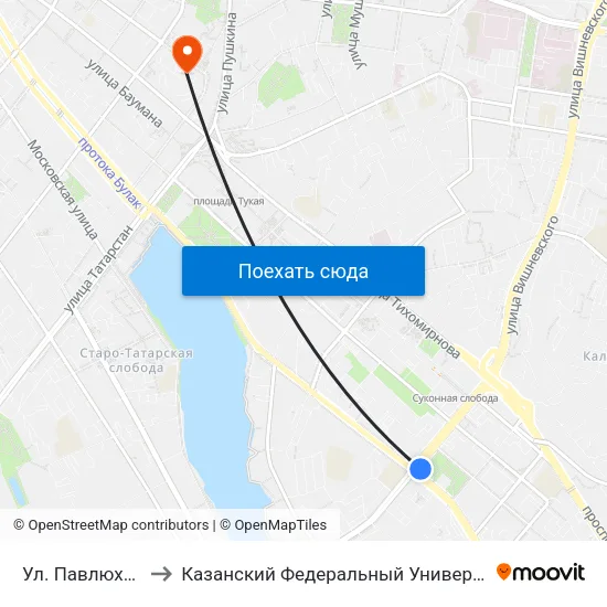 Ул. Павлюхина to Казанский Федеральный Университет map