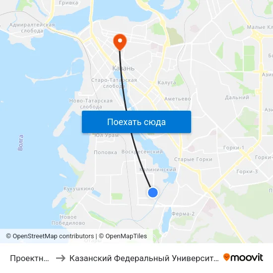 Проектная to Казанский Федеральный Университет map