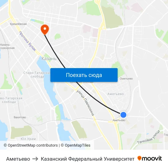 Аметьево to Казанский Федеральный Университет map