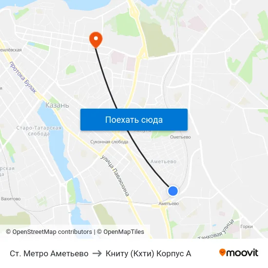 Ст. Метро Аметьево to Книту (Кхти) Корпус А map