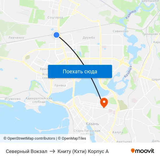 Северный Вокзал to Книту (Кхти) Корпус А map