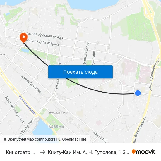 Кинотеатр Мир to Книту-Каи Им. А. Н. Туполева, 1 Здание map
